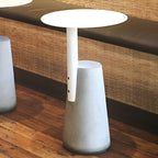 Concrete Pedestal Round Side Table with Metal Top in Modern Industrial Style