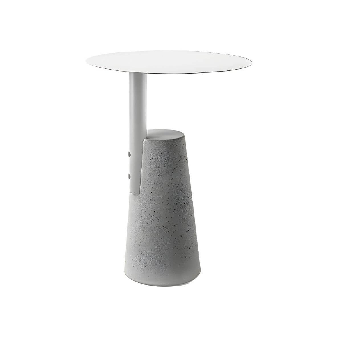 Concrete Pedestal Round Side Table with Metal Top in Modern Industrial Style