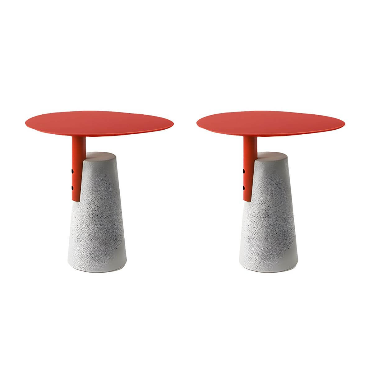 Concrete Pedestal Round Side Table with Metal Top in Modern Industrial Style