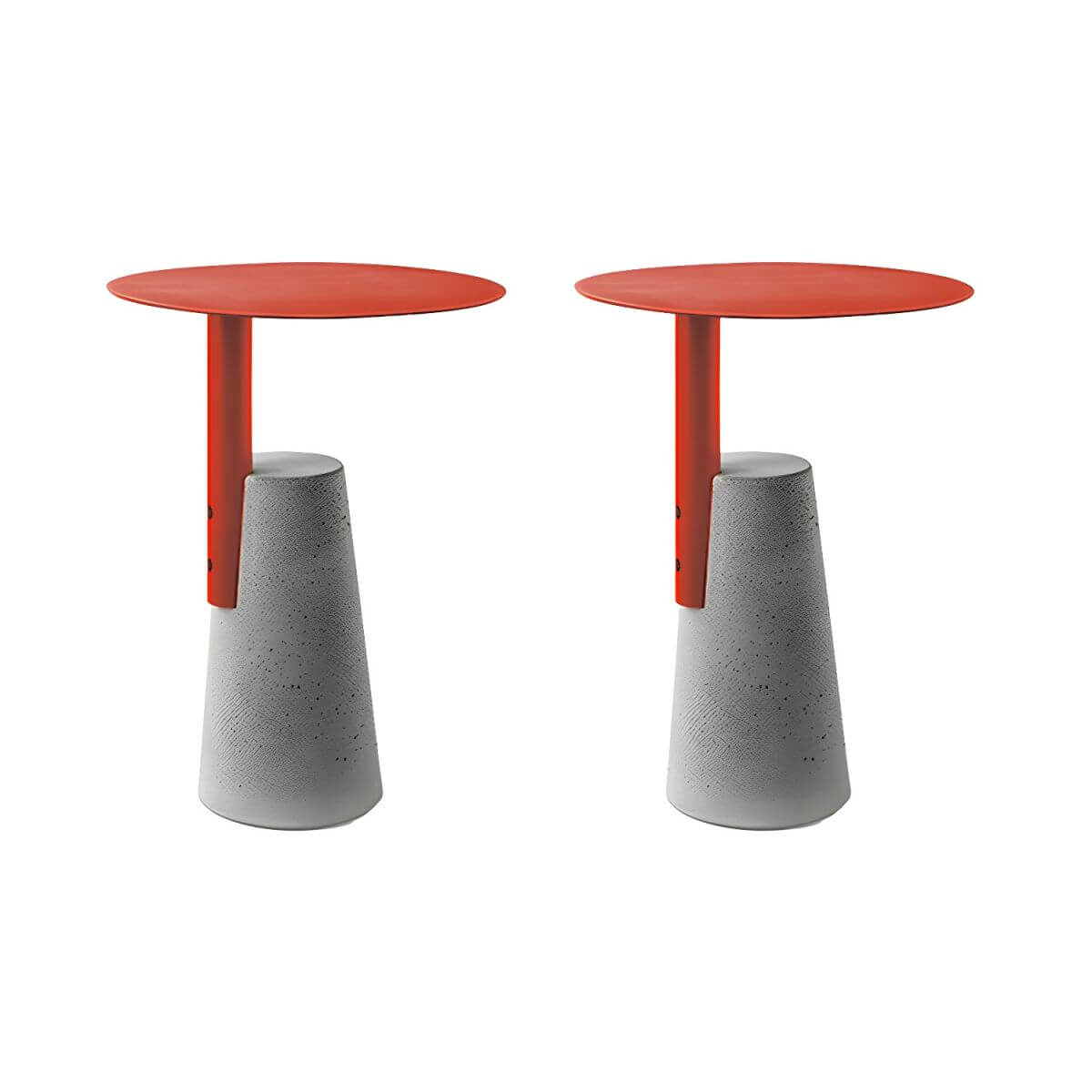 Concrete Pedestal Round Side Table with Metal Top in Modern Industrial Style