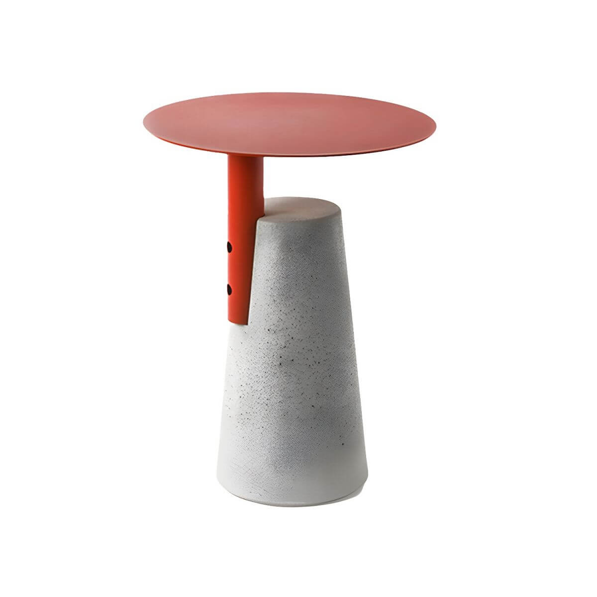 Concrete Pedestal Round Side Table with Metal Top in Modern Industrial Style