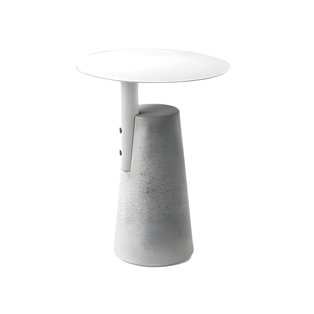 Concrete Pedestal Round Side Table with Metal Top in Modern Industrial Style