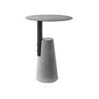 Concrete Pedestal Round Side Table with Metal Top in Modern Industrial Style
