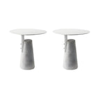Concrete Pedestal Round Side Table with Metal Top in Modern Industrial Style