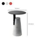 Concrete Pedestal Round Side Table with Metal Top in Modern Industrial Style Dimensions