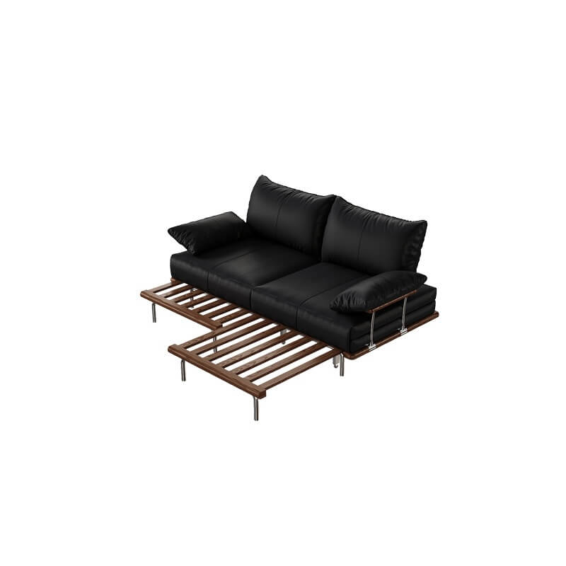 Contemporary Black Sofa Bed with Pull-Out Structure and Comfort
