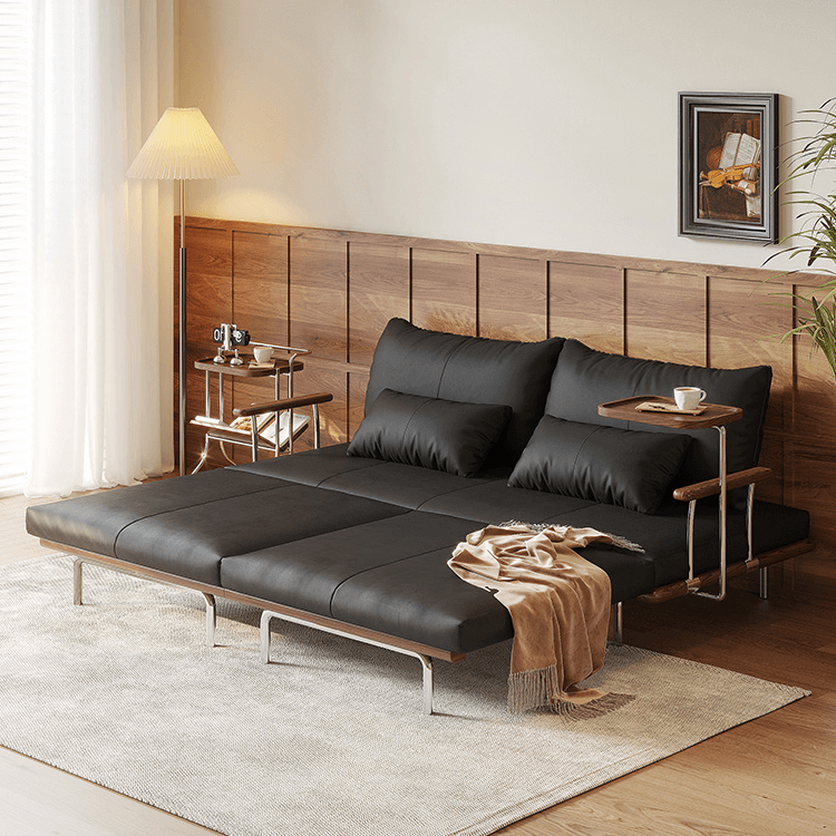 Contemporary Black Sofa Bed with Pull-Out Structure and Comfort