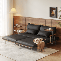 Contemporary Black Sofa Bed with Pull-Out Structure and Comfort