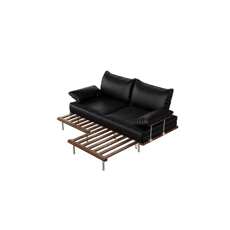 Contemporary Black Sofa Bed with Pull-Out Structure and Comfort