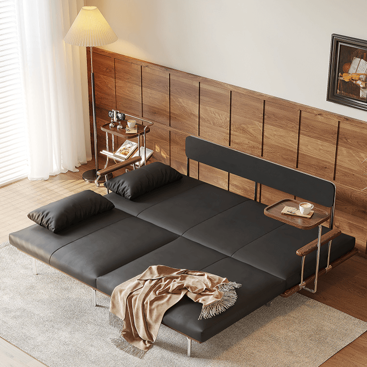 Contemporary Black Sofa Bed with Pull-Out Structure and Comfort