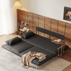 Contemporary Black Sofa Bed with Pull-Out Structure and Comfort