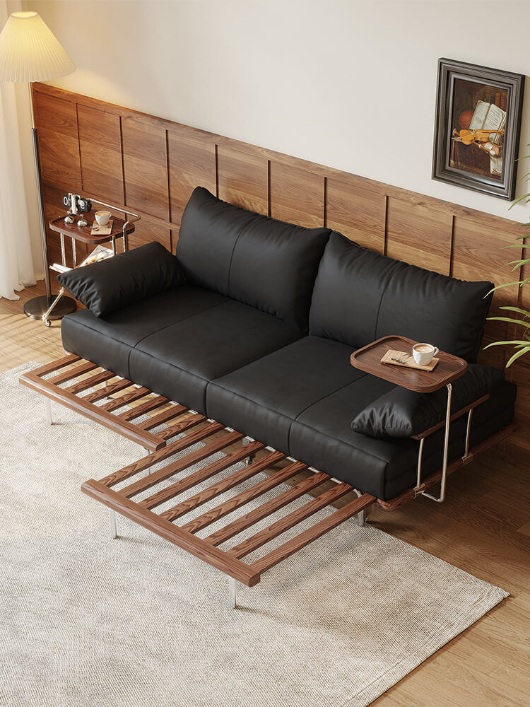 Contemporary Black Sofa Bed with Pull-Out Structure and Comfort