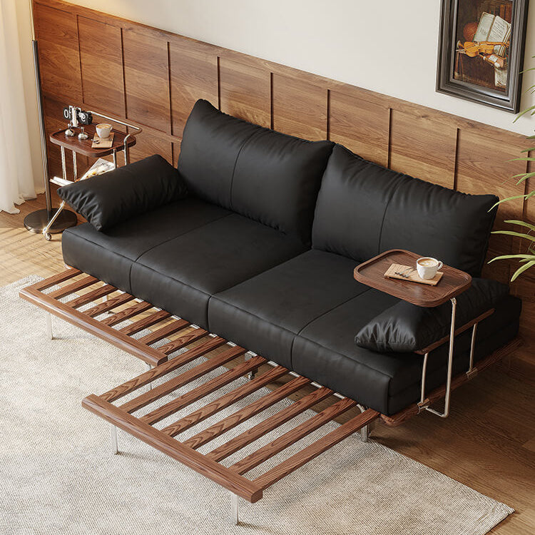 Contemporary Black Sofa Bed with Pull-Out Structure and Comfort