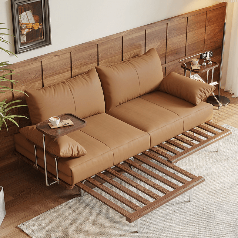 Contemporary Black Sofa Bed with Pull-Out Structure and Comfort