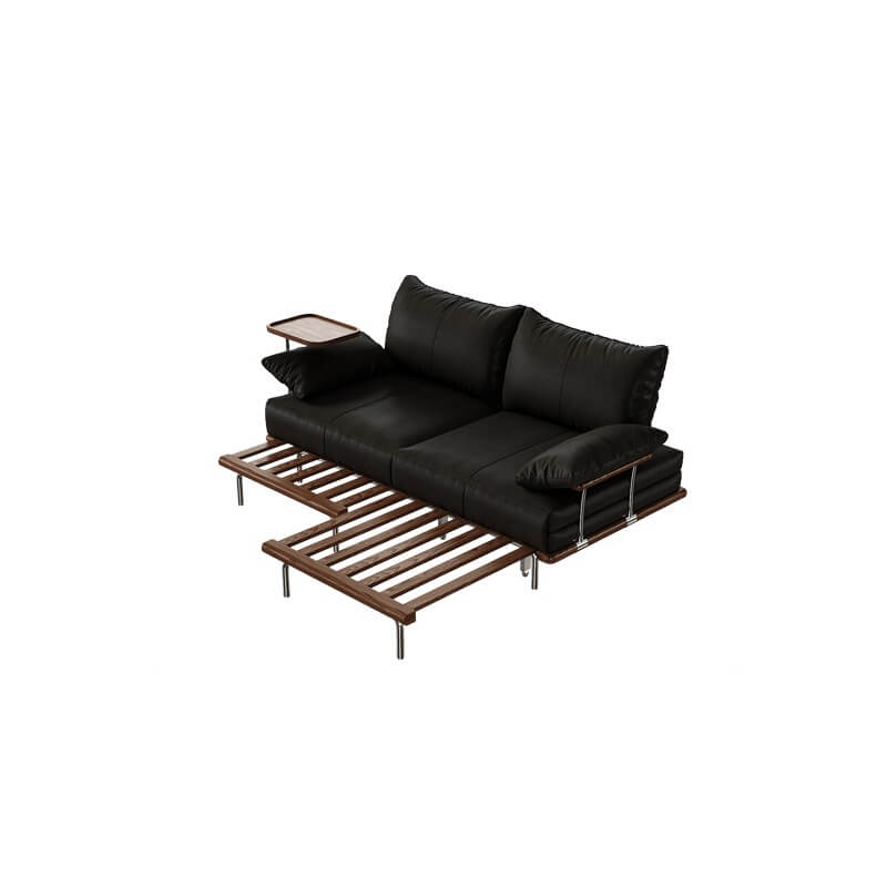 Contemporary Black Sofa Bed with Pull-Out Structure and Comfort