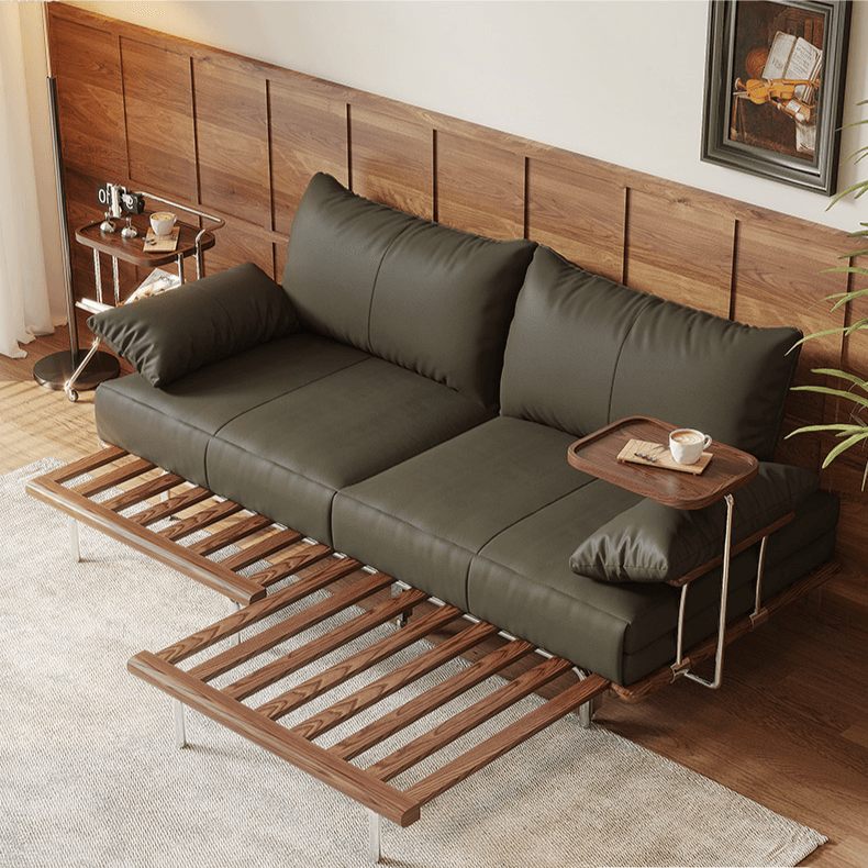Contemporary Black Sofa Bed with Pull-Out Structure and Comfort