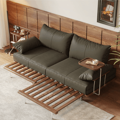 Contemporary Black Sofa Bed with Pull-Out Structure and Comfort