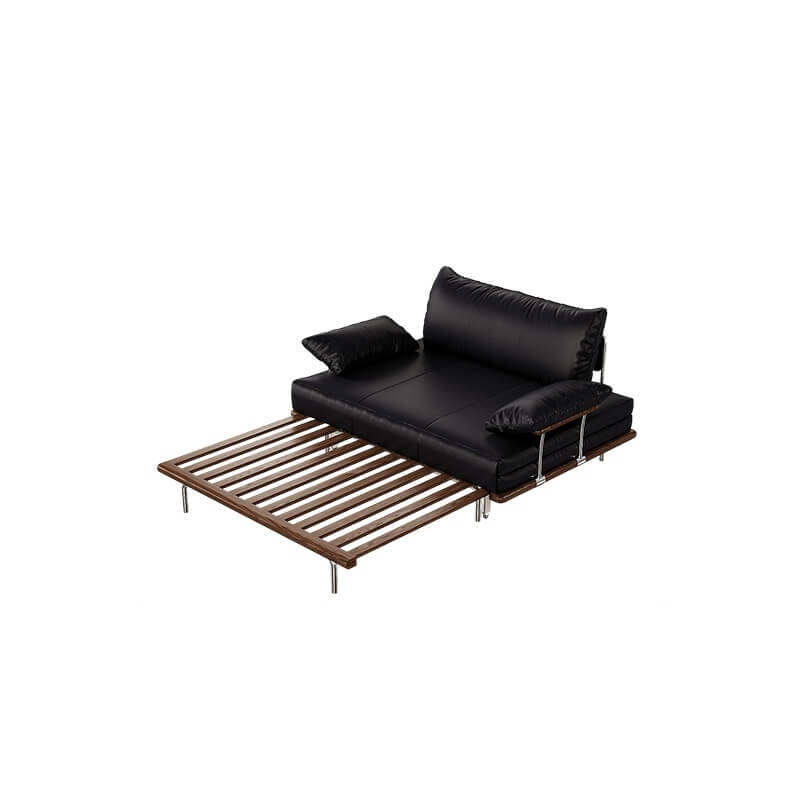 Contemporary Black Sofa Bed with Pull-Out Structure and Comfort