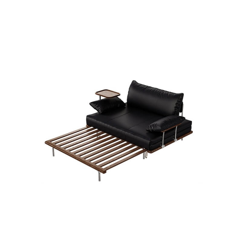 Contemporary Black Sofa Bed with Pull-Out Structure and Comfort