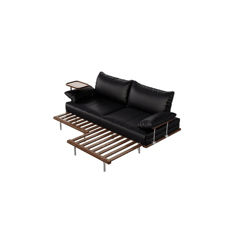 Contemporary Black Sofa Bed with Pull-Out Structure and Comfort
