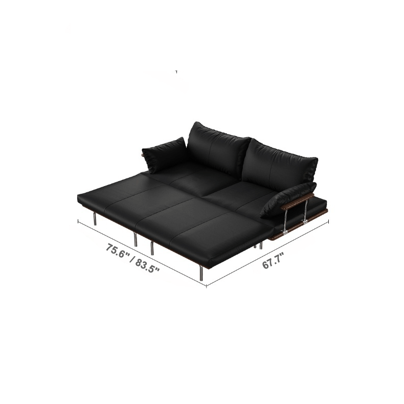 Contemporary Black Sofa Bed with Pull-Out Structure and Comfort