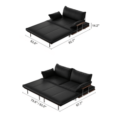 Contemporary Black Sofa Bed with Pull-Out Structure and Comfort Dimensions