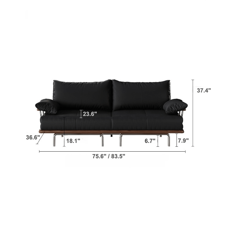 Contemporary Black Sofa Bed with Pull-Out Structure and Comfort