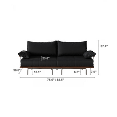 Contemporary Black Sofa Bed with Pull-Out Structure and Comfort