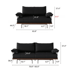Contemporary Black Sofa Bed with Pull-Out Structure and Comfort Dimensions