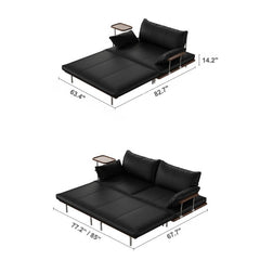 Contemporary Black Sofa Bed with Pull-Out Structure and Comfort Dimensions
