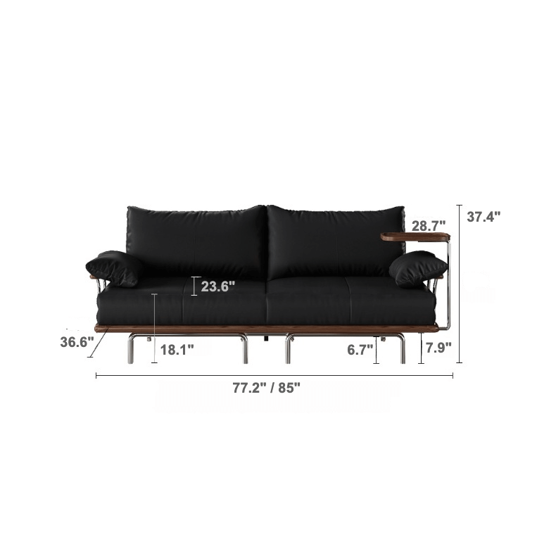 Contemporary Black Sofa Bed with Pull-Out Structure and Comfort