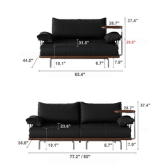 Contemporary Black Sofa Bed with Pull-Out Structure and Comfort Dimensions