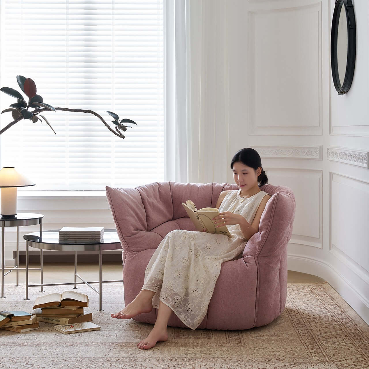 Contemporary Fabric Accent Chair with High Resilience Foam