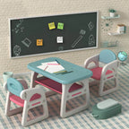 Contemporary Plastic Kids Writing Desk with Chair in Pastel Colors