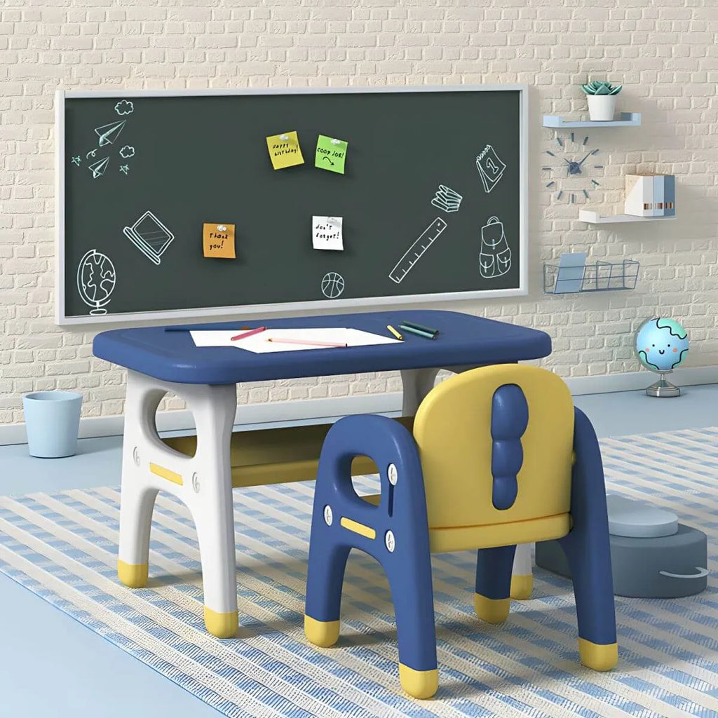 Contemporary Plastic Kids Writing Desk with Chair in Pastel Colors