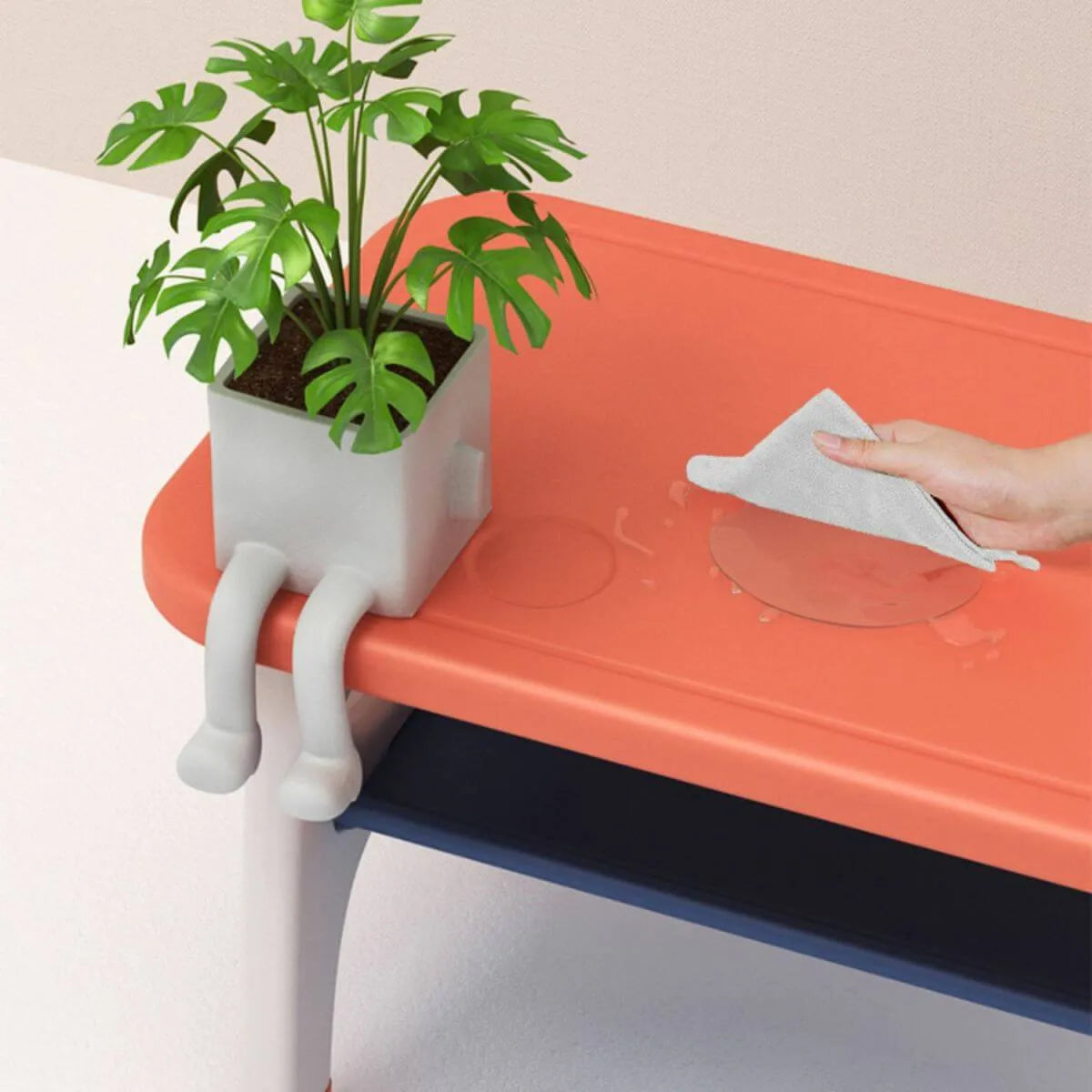Contemporary Plastic Kids Writing Desk with Chair in Pastel Colors