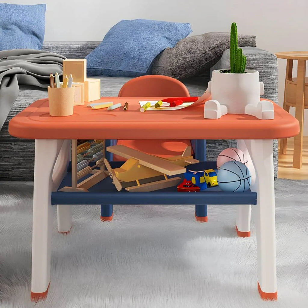 Contemporary Plastic Kids Writing Desk with Chair in Pastel Colors