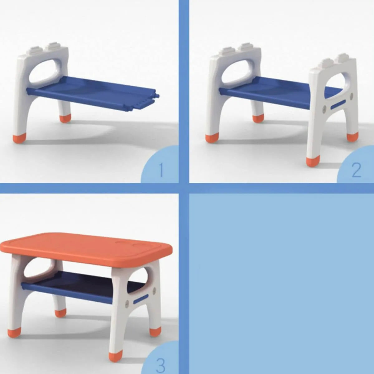Contemporary Plastic Kids Writing Desk with Chair in Pastel Colors