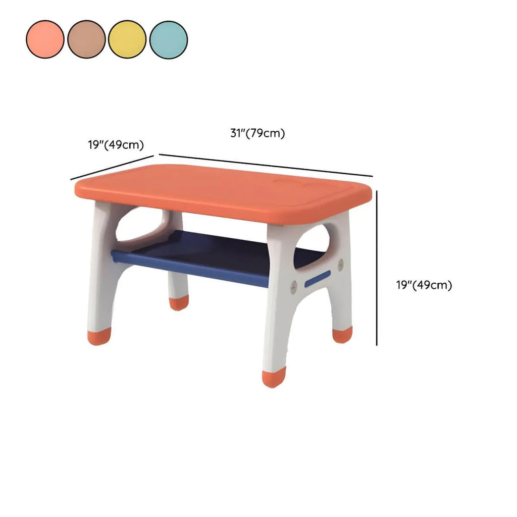 Contemporary Plastic Kids Writing Desk with Chair in Pastel Colors Dimensions