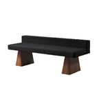 Contemporary Solid-Color Bench in Boucle Upholstery with Sculptural Wooden Frame