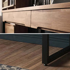 Contemporary Solid Wood Office Desk With Metal Legs