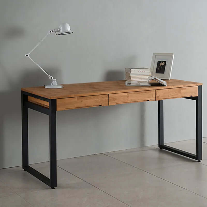 Contemporary Solid Wood Office Desk With Metal Legs Main Product Image Main image