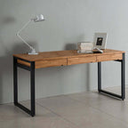 Contemporary Solid Wood Office Desk With Metal Legs Main Product Image