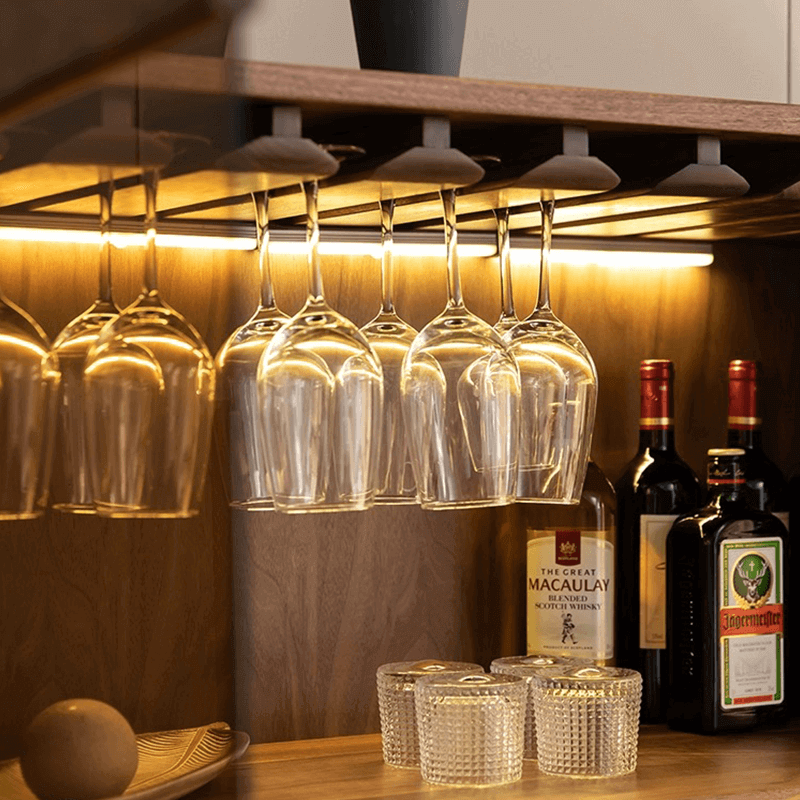 Contemporary Walnut Wood Wine Cabinet With Glass Doors