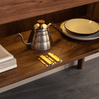 Contemporary Walnut Wood Wine Cabinet With Glass Doors