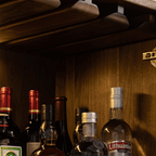 Contemporary Walnut Wood Wine Cabinet With Glass Doors