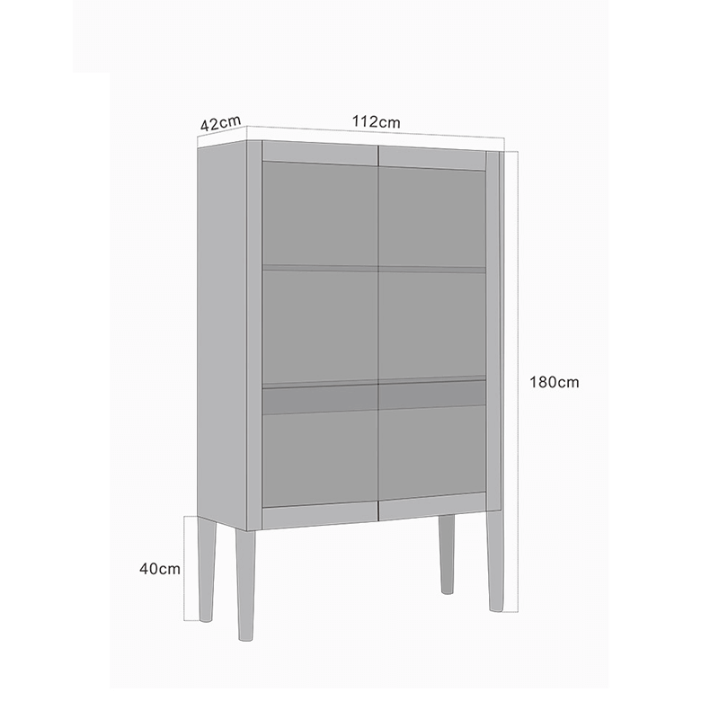 Contemporary Walnut Wood Wine Cabinet With Glass Doors