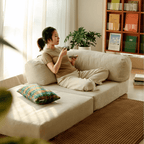 Convertible Beige Sofa Chair with Adjustable Backrest