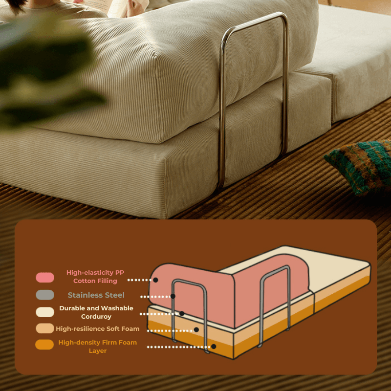 Convertible Beige Sofa Chair with Adjustable Backrest