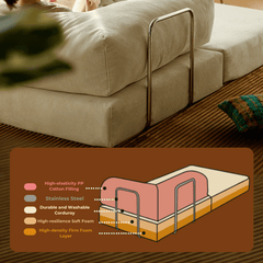 Convertible Beige Sofa Chair with Adjustable Backrest